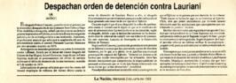 Despachan orden de detención contra Lauriani