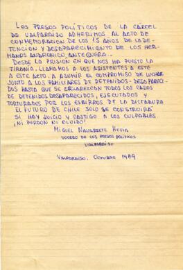 Los presos políticos de la carcel de Valparaíso...