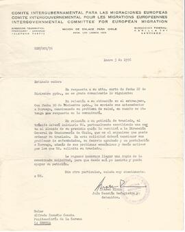 Estimado señor: en respuesta a su atta carta de fecha 22 de diciembre pasado...