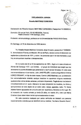 Declaración jurada. Rosalía Martinez Cereceda