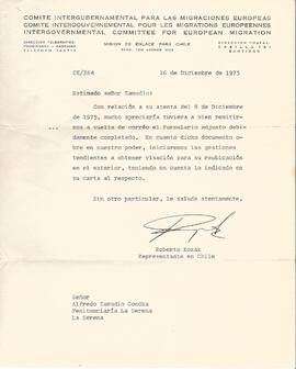 Estimado señor Zamudio: con relación a su atenta del 8 de diciembre de 1975, mucho apreciaría...
