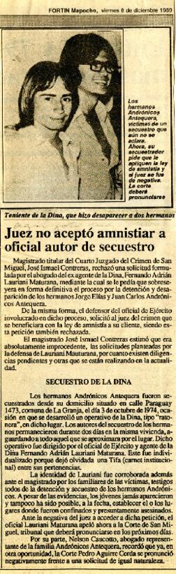 Juez no aceptó amnistiar a oficial autor de secuestro