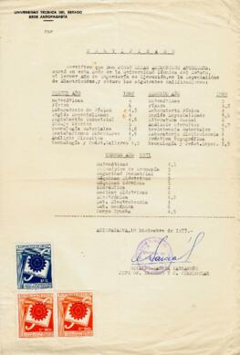 Certificado. Universidad Técnica del Estado. Sede Antofagasta