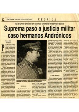 Suprema pasó a justicia militar caso hermanos Andónicos