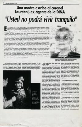Una madre escribe al coronel Laureani, ex agente de la DINA "Usted no podrá vivir tranquilo"