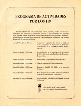 Programa de actividades por los 119
