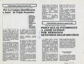 Por la camisa identificaron autor de triple secuestro; Piden que se interrogue a Jaime Guzmán por hermanos detenidos desaparecidos